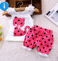 Clothing Set Children Bow Cat Shirt+Shorts Suit