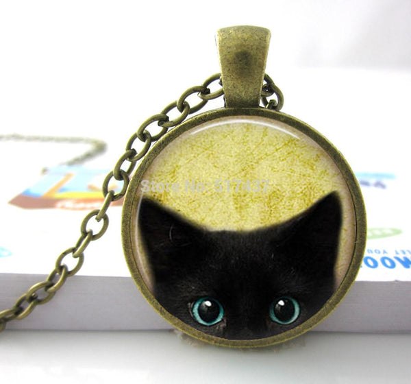 Black Cat Necklace Jewelry Gothic Pendant Art