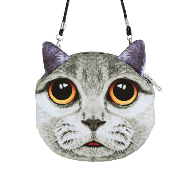 Women Cute MIni Bag Cat Face Cartoon Print Shoulder Bag