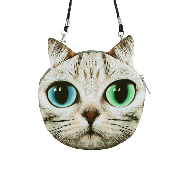 Women Cute MIni Bag Cat Face Cartoon Print Shoulder Bag