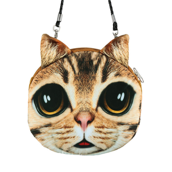Women Cute MIni Bag Cat Face Cartoon Print Shoulder Bag