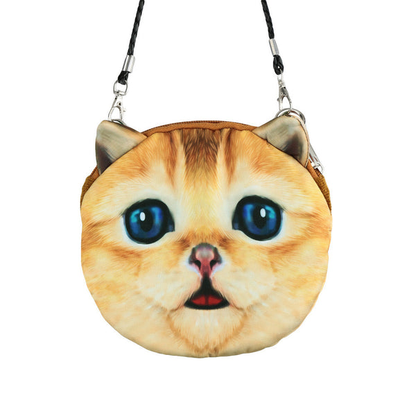 Women Cute MIni Bag Cat Face Cartoon Print Shoulder Bag