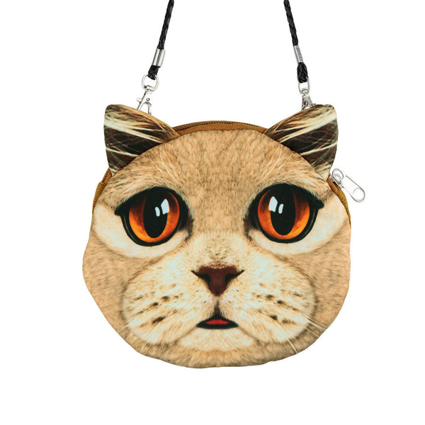 Women Cute MIni Bag Cat Face Cartoon Print Shoulder Bag