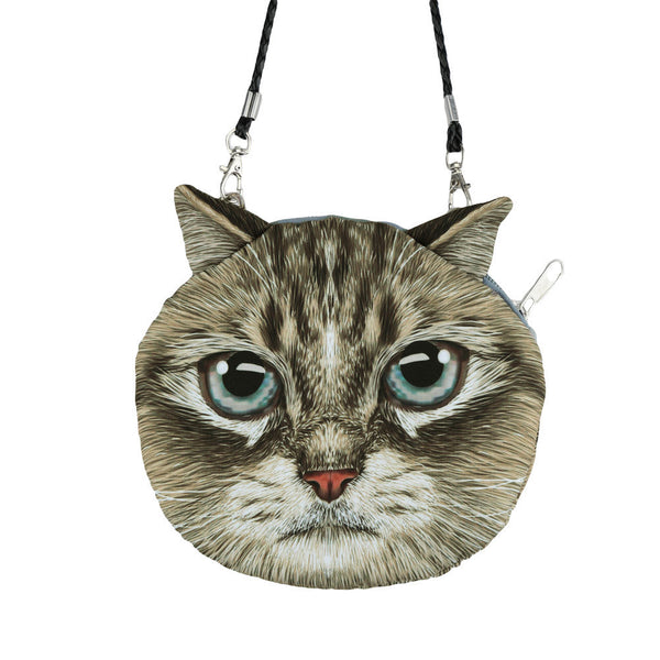 Women Cute MIni Bag Cat Face Cartoon Print Shoulder Bag