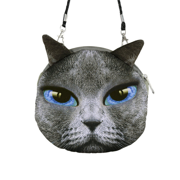 Women Cute MIni Bag Cat Face Cartoon Print Shoulder Bag