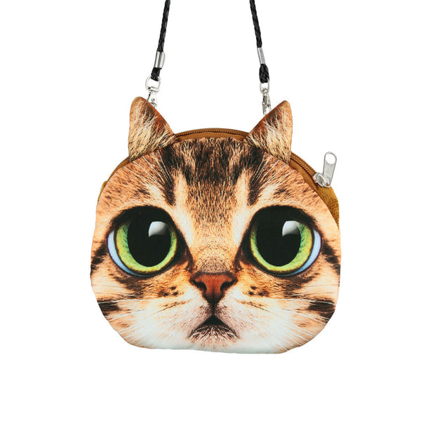 Women Cute MIni Bag Cat Face Cartoon Print Shoulder Bag