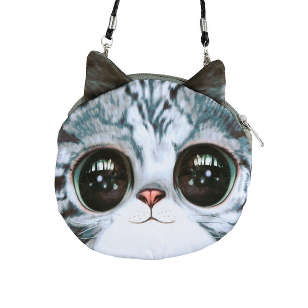 Women Cute MIni Bag Cat Face Cartoon Print Shoulder Bag