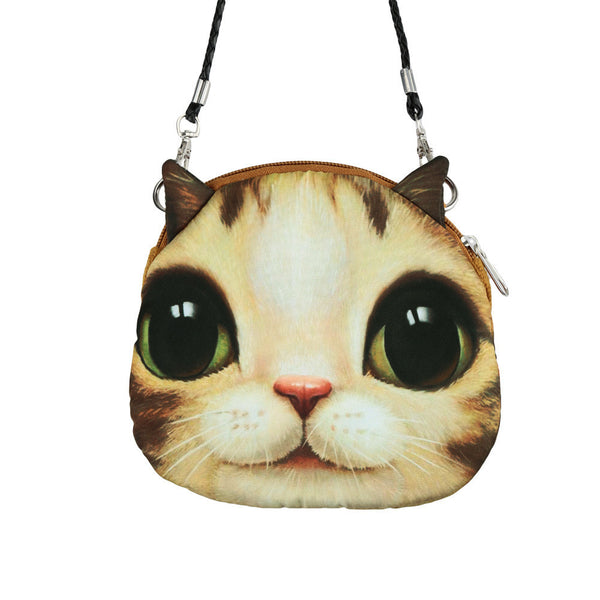 Women Cute MIni Bag Cat Face Cartoon Print Shoulder Bag