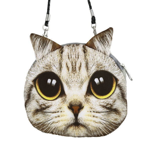 Women Cute MIni Bag Cat Face Cartoon Print Shoulder Bag