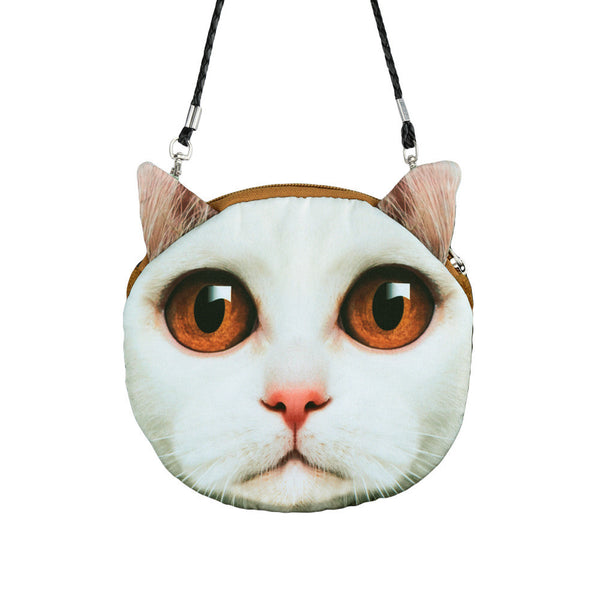 Women Cute MIni Bag Cat Face Cartoon Print Shoulder Bag