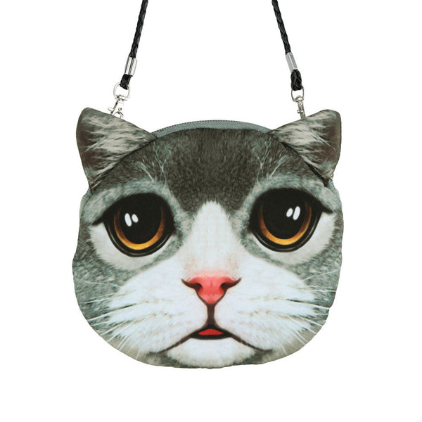 Women Cute MIni Bag Cat Face Cartoon Print Shoulder Bag