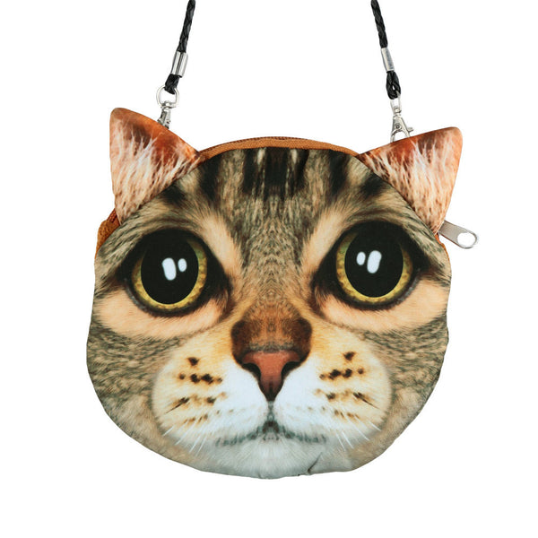 Women Cute MIni Bag Cat Face Cartoon Print Shoulder Bag