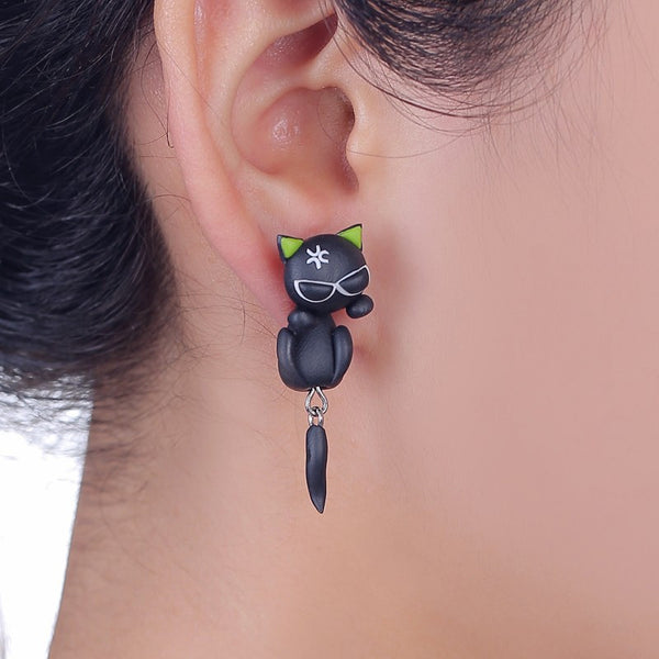 Lovely Cat 3d Animal Earrings Polymer Clay Cute Stud Earring