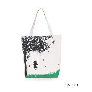 Fashion Cute Canvas Handbag Women Cats Printed Bag