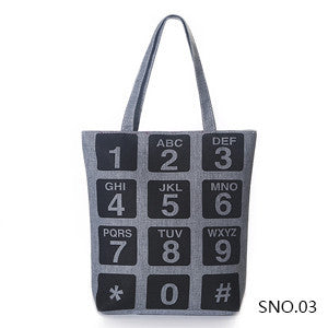 Fashion Cute Canvas Handbag Women Cats Printed Bag