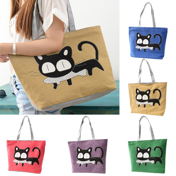 Special Cartoon Cat Fish Canvas Handbag