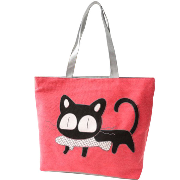 Special Cartoon Cat Fish Canvas Handbag