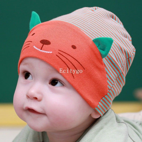 Stripe Beanies Cotton Baby Cap Cat Beanie Hat