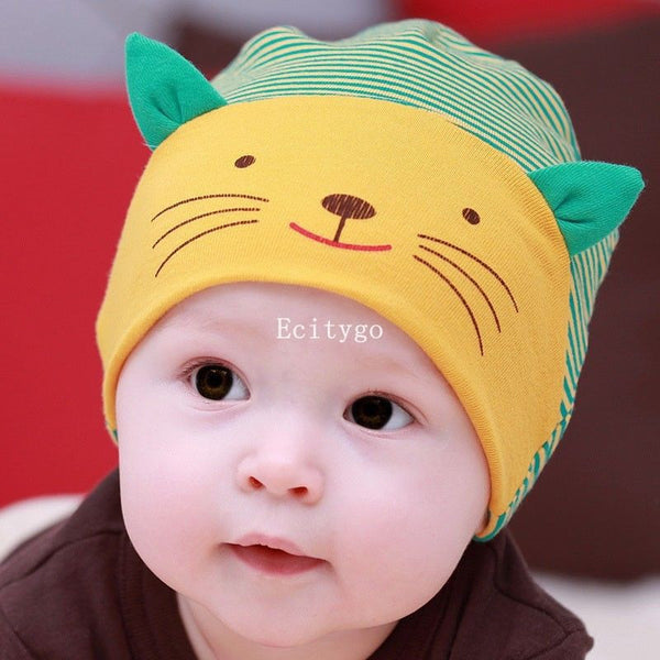 Stripe Beanies Cotton Baby Cap Cat Beanie Hat