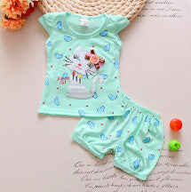 2pcs Infant Cat Love Summer Clothes Set