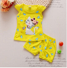 2pcs Infant Cat Love Summer Clothes Set