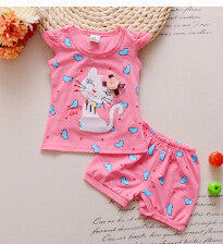 2pcs Infant Cat Love Summer Clothes Set
