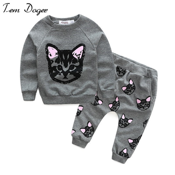 New Girl's Cat Suit Children Fleece + Haroun Pants