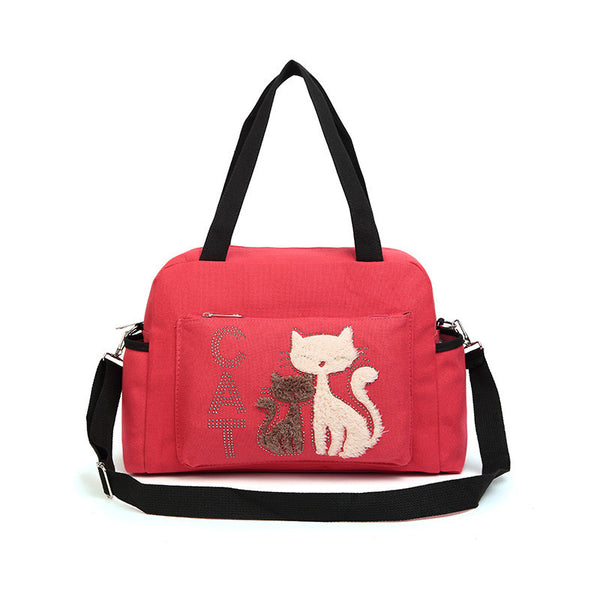 Fashion Ladies Shoulder Bag With Cute Cat Appliques