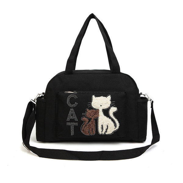 Fashion Ladies Shoulder Bag With Cute Cat Appliques
