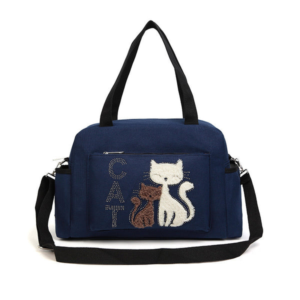 Fashion Ladies Shoulder Bag With Cute Cat Appliques
