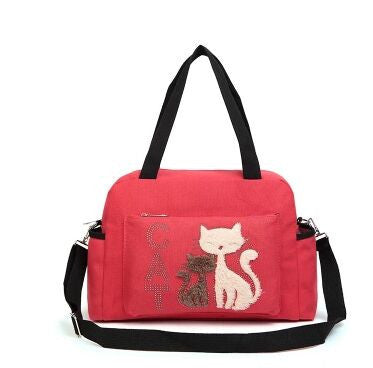 Fashion Ladies Shoulder Bag With Cute Cat Appliques