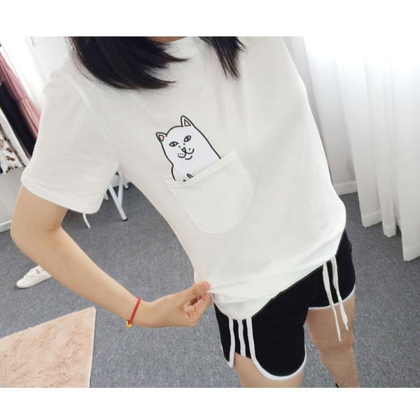 Women T Shirt 2015 Summer Style T-shirt Print Black