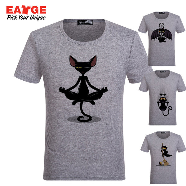 Fashion Skateboard Anime Cartoon T-Shirt Cat Pattern Tee