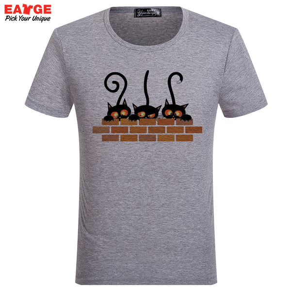 Fashion Skateboard Anime Cartoon T-Shirt Cat Pattern Tee