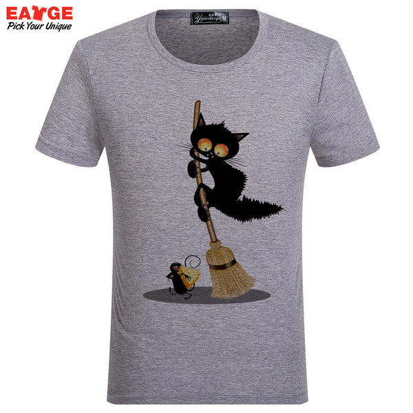 Fashion Skateboard Anime Cartoon T-Shirt Cat Pattern Tee
