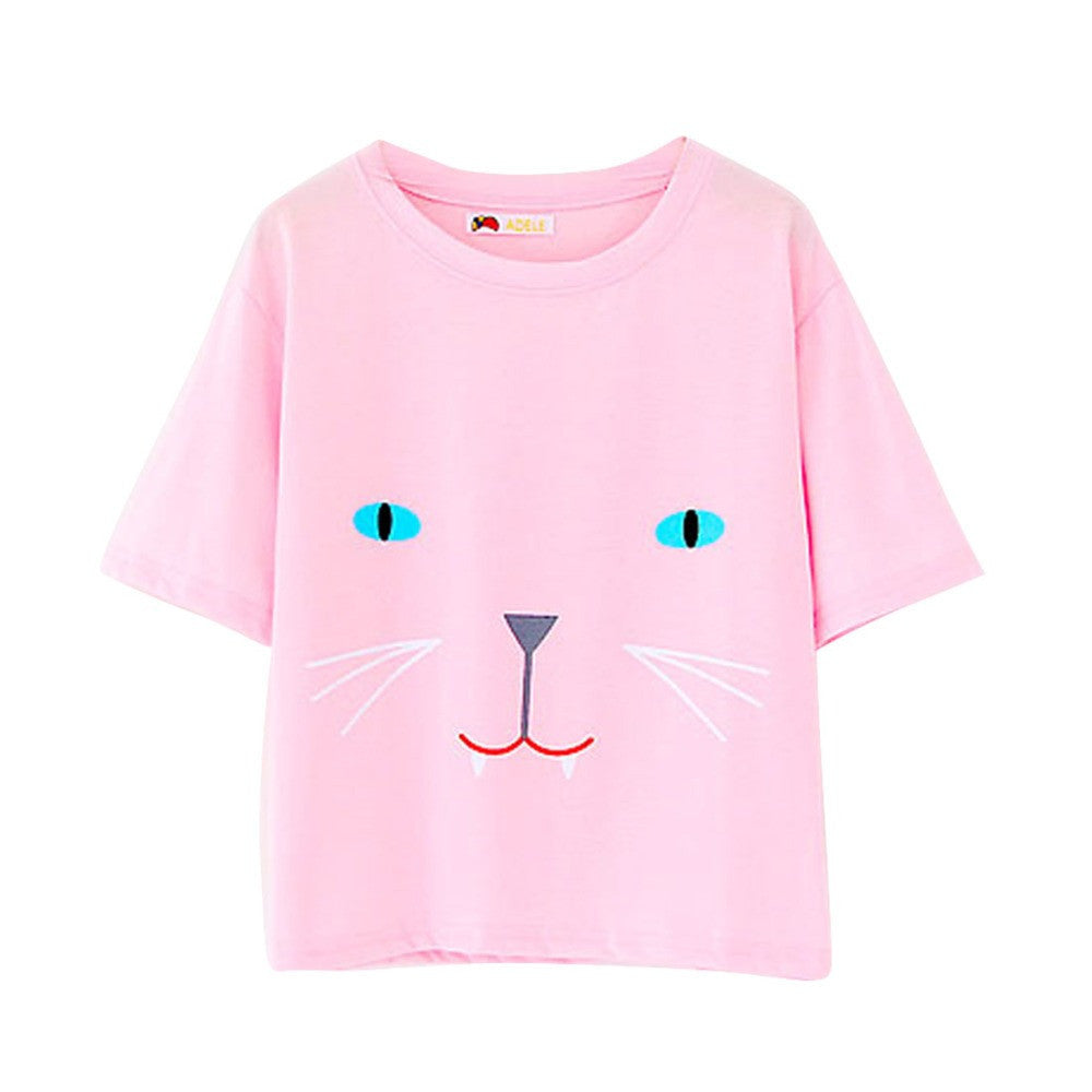Summer Cat Lady Printed T-shirt Cute Casual T Shirt