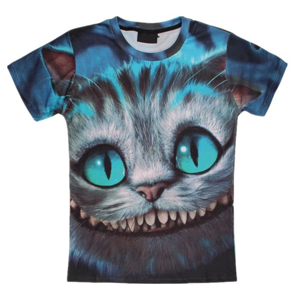 Harajuku 3D Printed T-shirts Cheshire Cat T Shirt