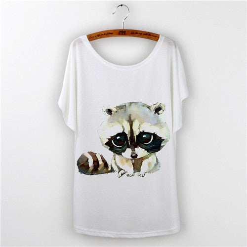 Women Clothing Ladies Tops Animal Cat Print T-shirt
