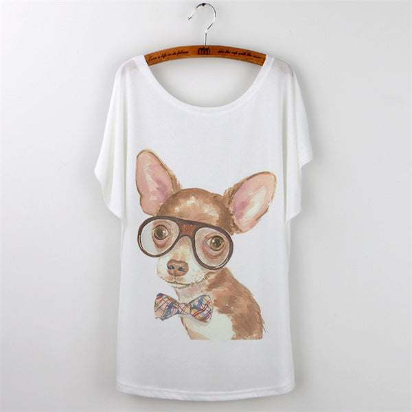 Women Clothing Ladies Tops Animal Cat Print T-shirt