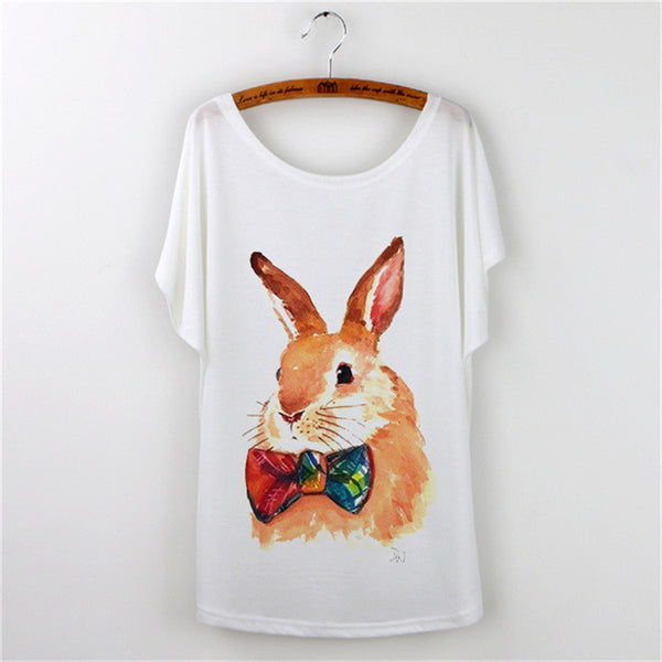 Women Clothing Ladies Tops Animal Cat Print T-shirt