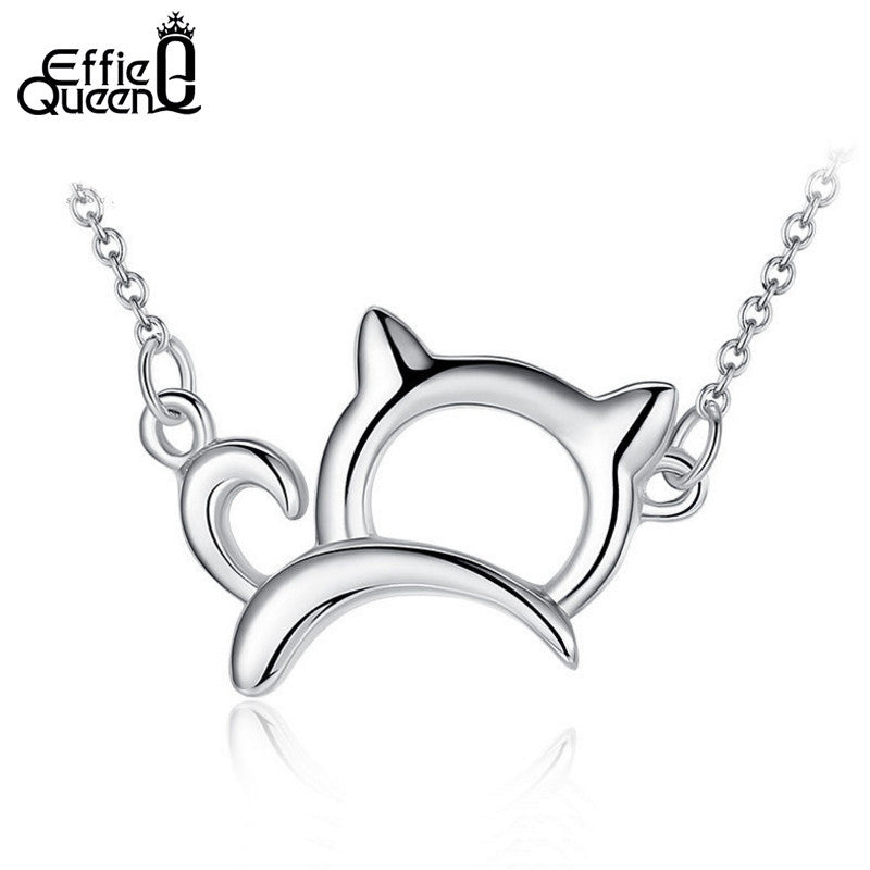 New Arrival Cute & Lucky Platinum Plated Cat Necklace